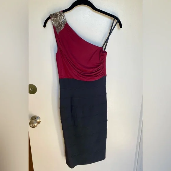 maria bianca nero red dress Maria Bianca Nero Dress Womens Small Red Bodycon Cut Out Mini Square Neck Party